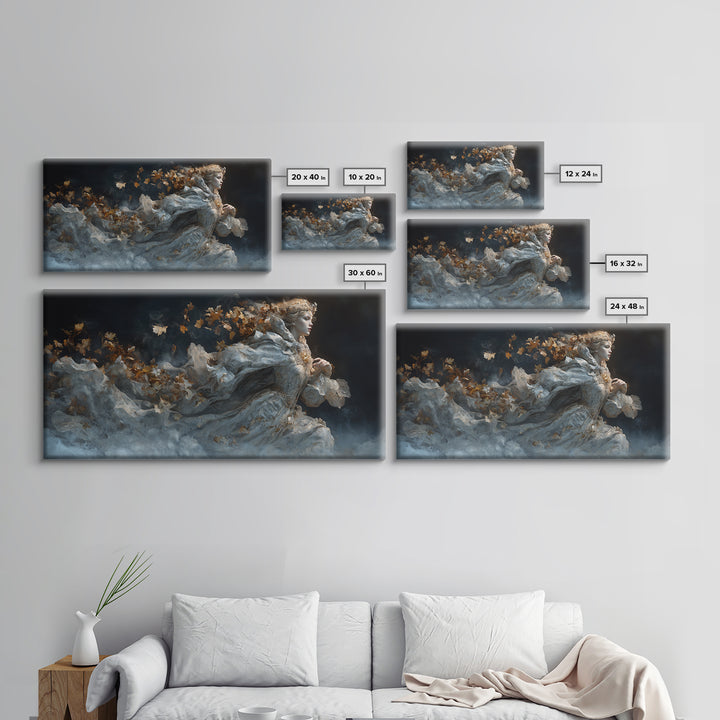 The First Frost Awakening, Apocalyptic Romantic Art, Wide Panoramic Art, Gothic Horror Wall Art, Canvas Print, Halloween Wall Art