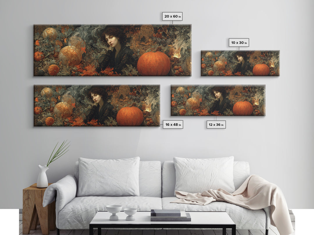 The First Frost Awakening, Ornate Symbolist Art, Extra Wide Wall Art, Dark Halloween Decor, Canvas Print, Halloween Wall Art