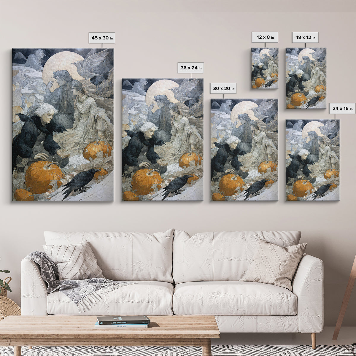 The First Frost Awakening, Symbolist Death Art, Vertical Wall Art, Dark Fantasy Wall Art, Canvas Print, Halloween Wall Art