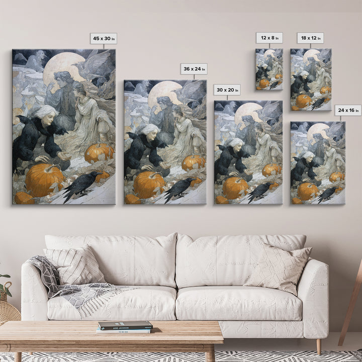 The First Frost Awakening, Symbolist Death Art, Vertical Wall Art, Dark Fantasy Wall Art, Canvas Print, Halloween Wall Art