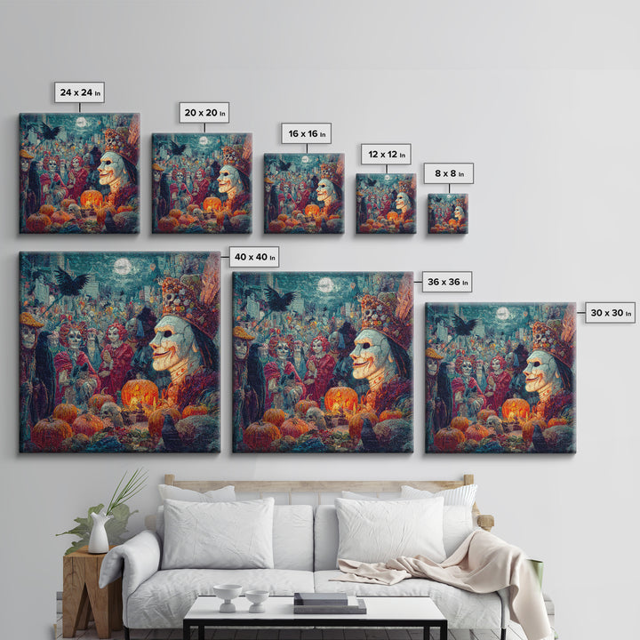 The First Frost Awakening, Grotesque Carnival Art, Square Wall Art, Macabre Wall Art, Canvas Print, Halloween Wall Art, Spooky Wall Decor