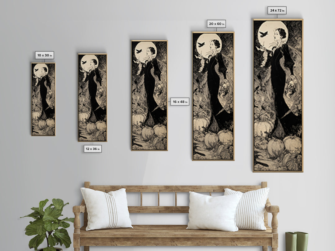 The First Frost Awakening, Decadent Line Art, Tall Narrow Wall Art, Gothic Horror Wall Art, Framed Canvas Print