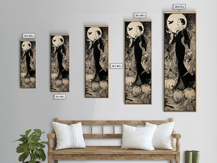 The First Frost Awakening, Decadent Line Art, Tall Narrow Wall Art, Gothic Horror Wall Art, Framed Canvas Print