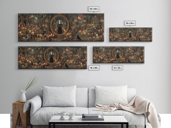 The Cursed Mirror, Medieval Grotesque Art, Extra Wide Wall Art, Dark Fantasy Wall Art, Canvas Print, Halloween Wall Art