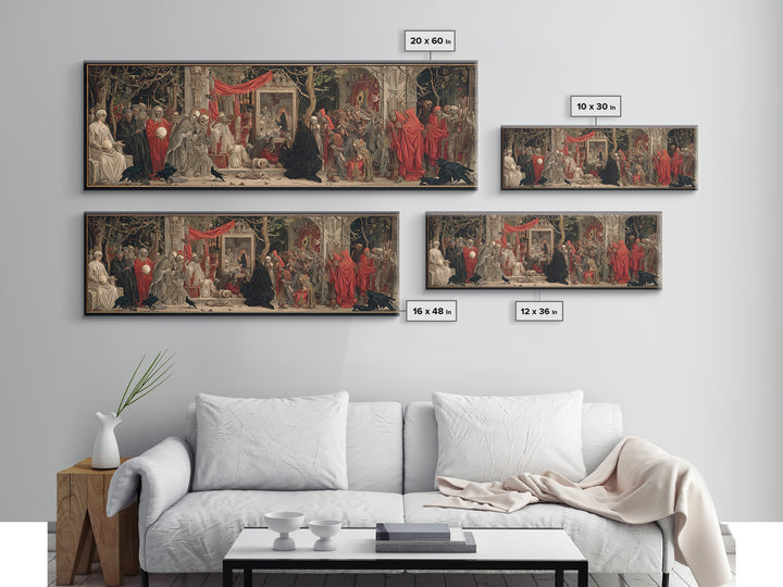 The Cursed Mirror, Dark Renaissance Art, Extra Wide Wall Art, Macabre Wall Art, Canvas Print, Halloween Wall Art, Horror Wall Art