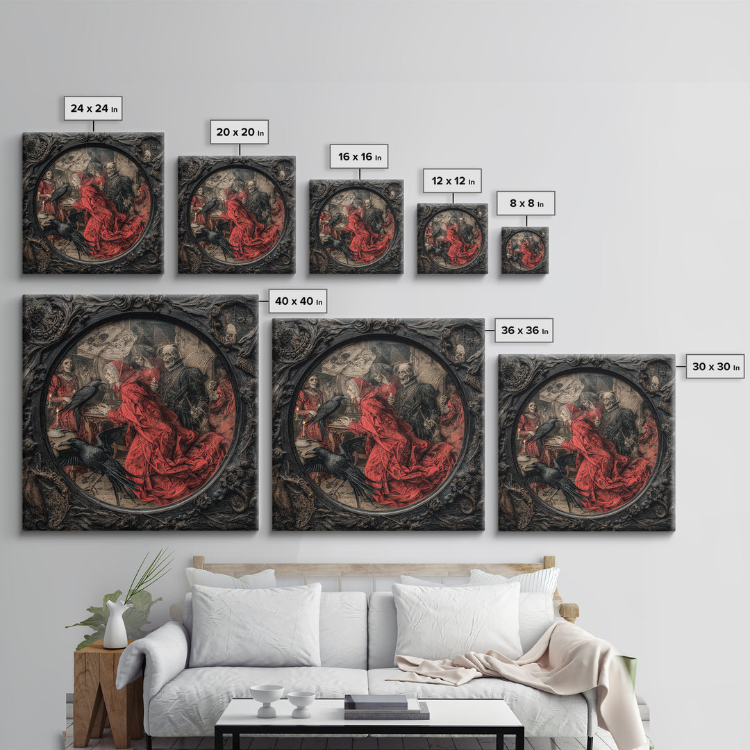 The Cursed Mirror, Danse Macabre Art, Square Wall Art, Macabre Wall Art, Canvas Print, Halloween Wall Art