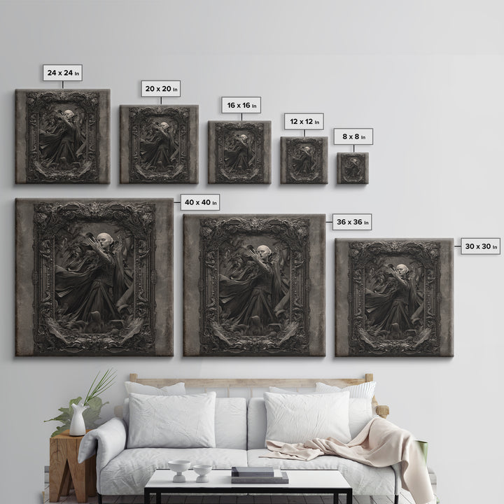 The Cursed Mirror, Biomechanical Horror Art, Square Wall Art, Dark Halloween Decor, Canvas Print, Halloween Wall Art, Macabre Wall Art