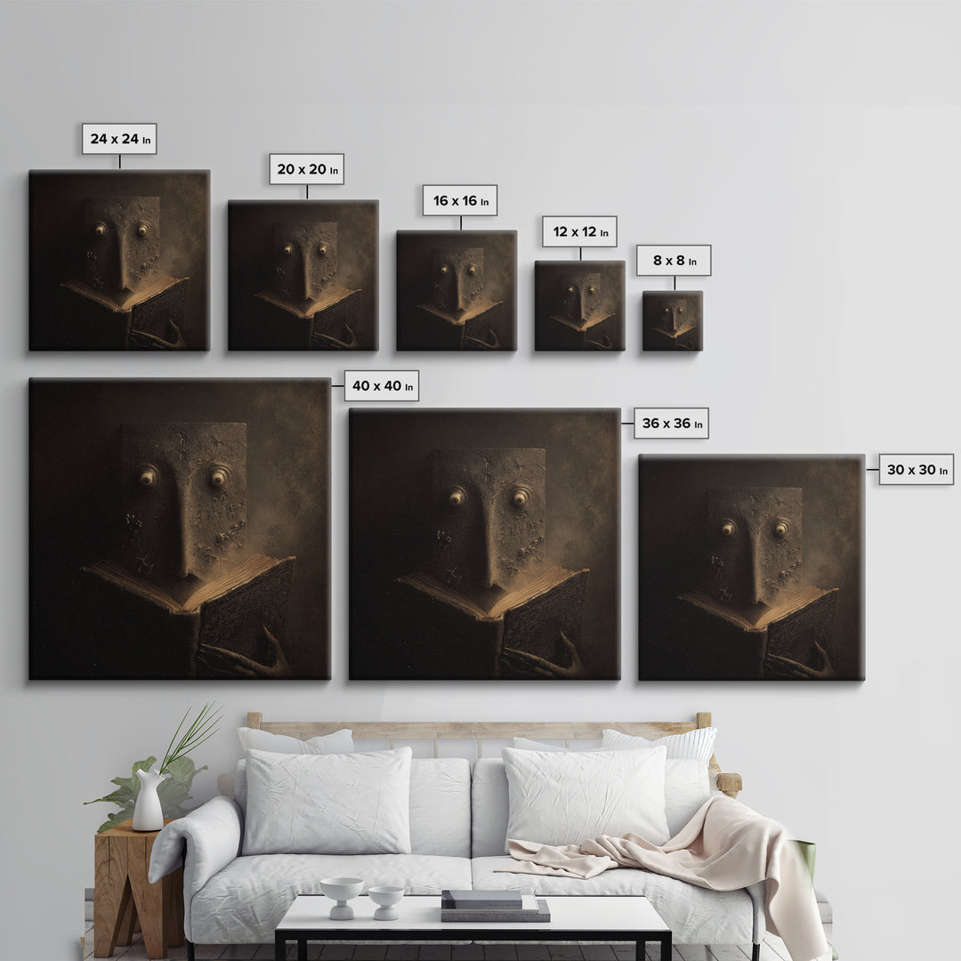 The Living Spellbook, Symbolist Dream Art, Square Wall Art, Macabre Wall Art, Canvas Print, Halloween Wall Art, Statement Wall Art
