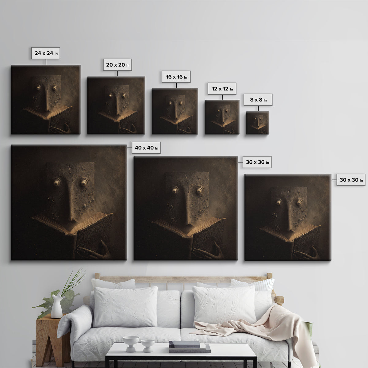 The Living Spellbook, Symbolist Dream Art, Square Wall Art, Macabre Wall Art, Canvas Print, Halloween Wall Art, Statement Wall Art