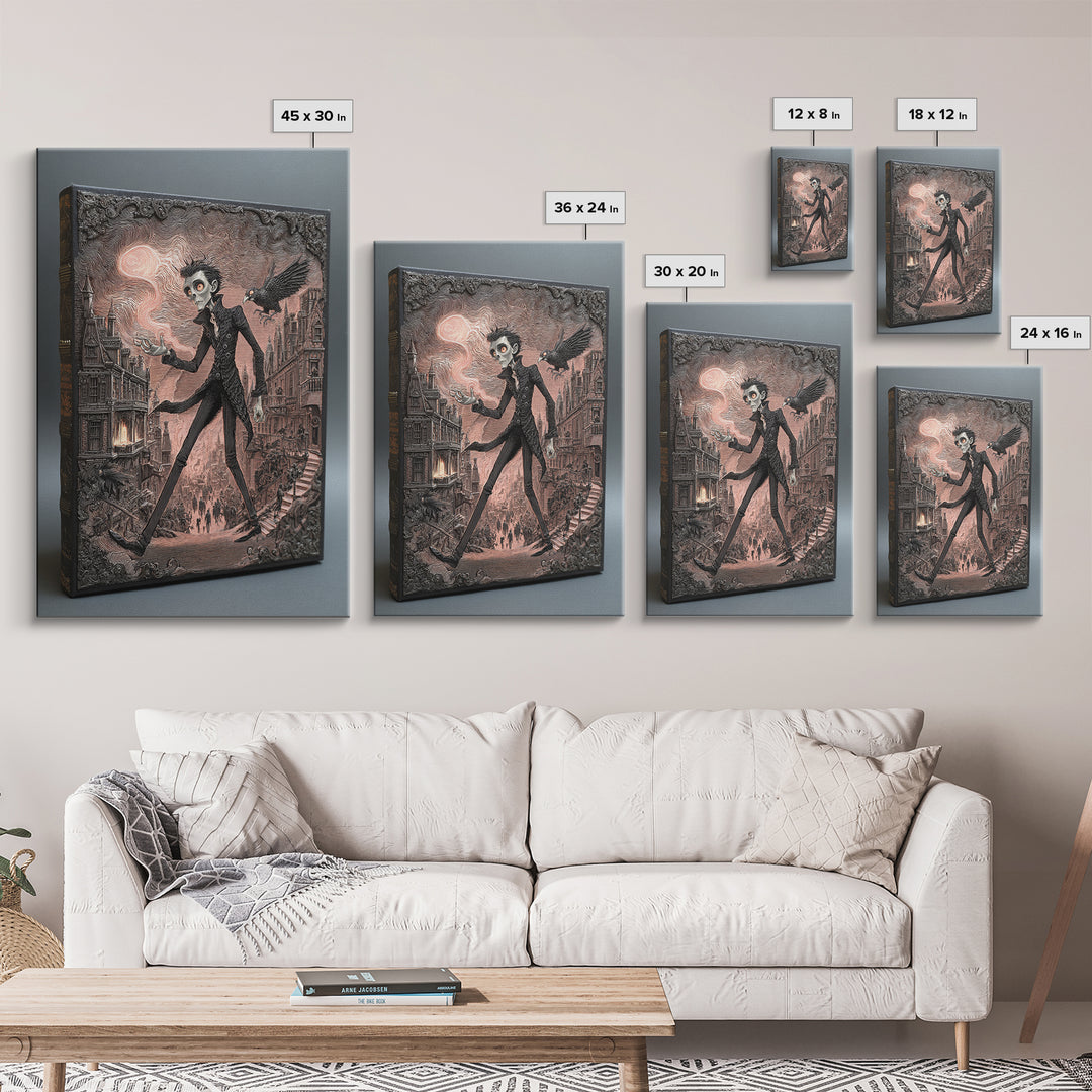 The Living Spellbook, Victorian Macabre Art, Vertical Wall Art, Gothic Horror Wall Art, Canvas Print, Halloween Wall Art