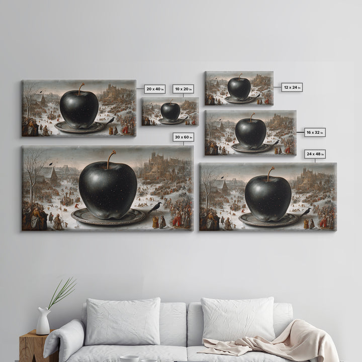 The Poisoned Apple, Northern Renaissance Horror, Wide Panoramic Art, Dark Fantasy Wall Art, Framed Canvas Print, Halloween Decor