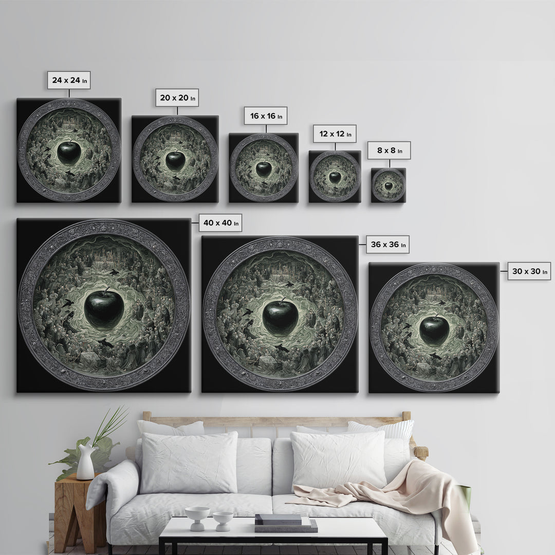 The Poisoned Apple, Danse Macabre Art, Square Wall Art, Macabre Wall Art, Canvas Print, Halloween Wall Art