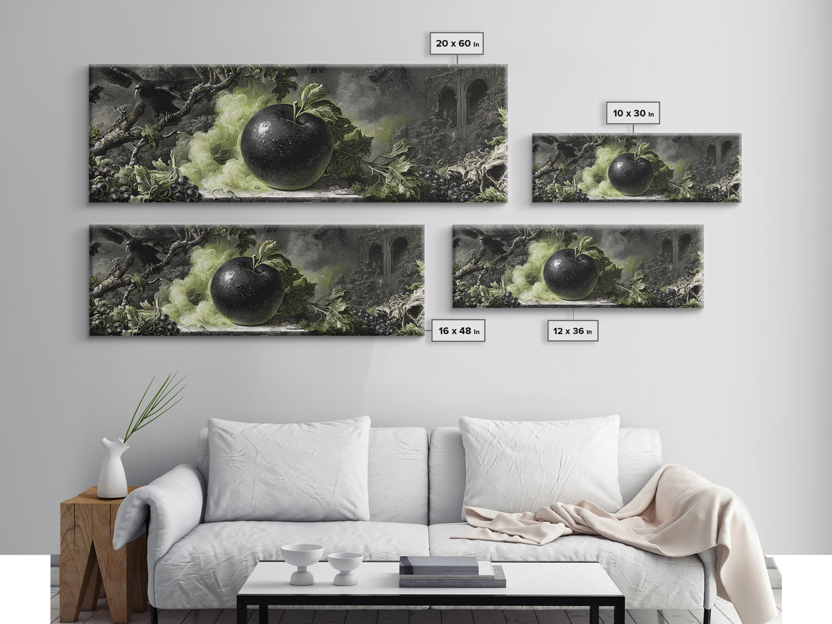 The Poisoned Apple, Dark Romantic Horror Art, Extra Wide Wall Art, Dark Halloween Decor, Canvas Print, Halloween Wall Art