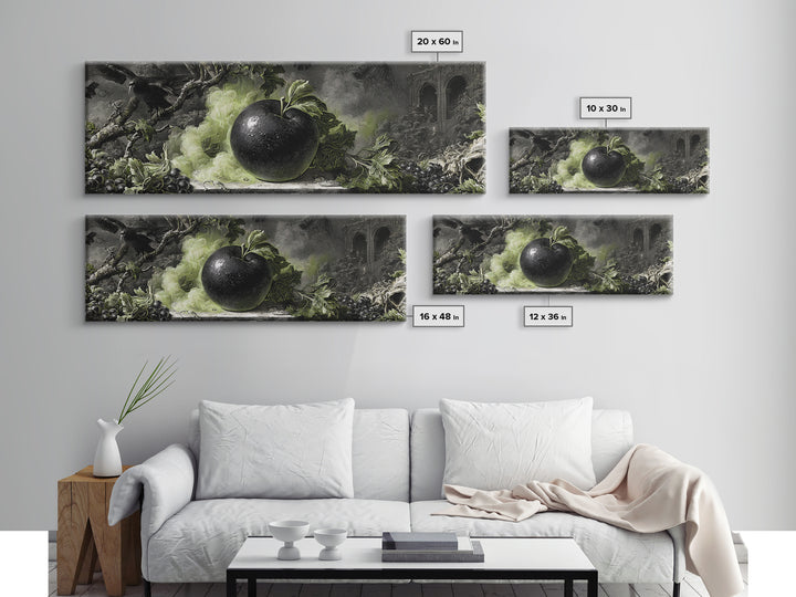 The Poisoned Apple, Dark Romantic Horror Art, Extra Wide Wall Art, Dark Halloween Decor, Canvas Print, Halloween Wall Art