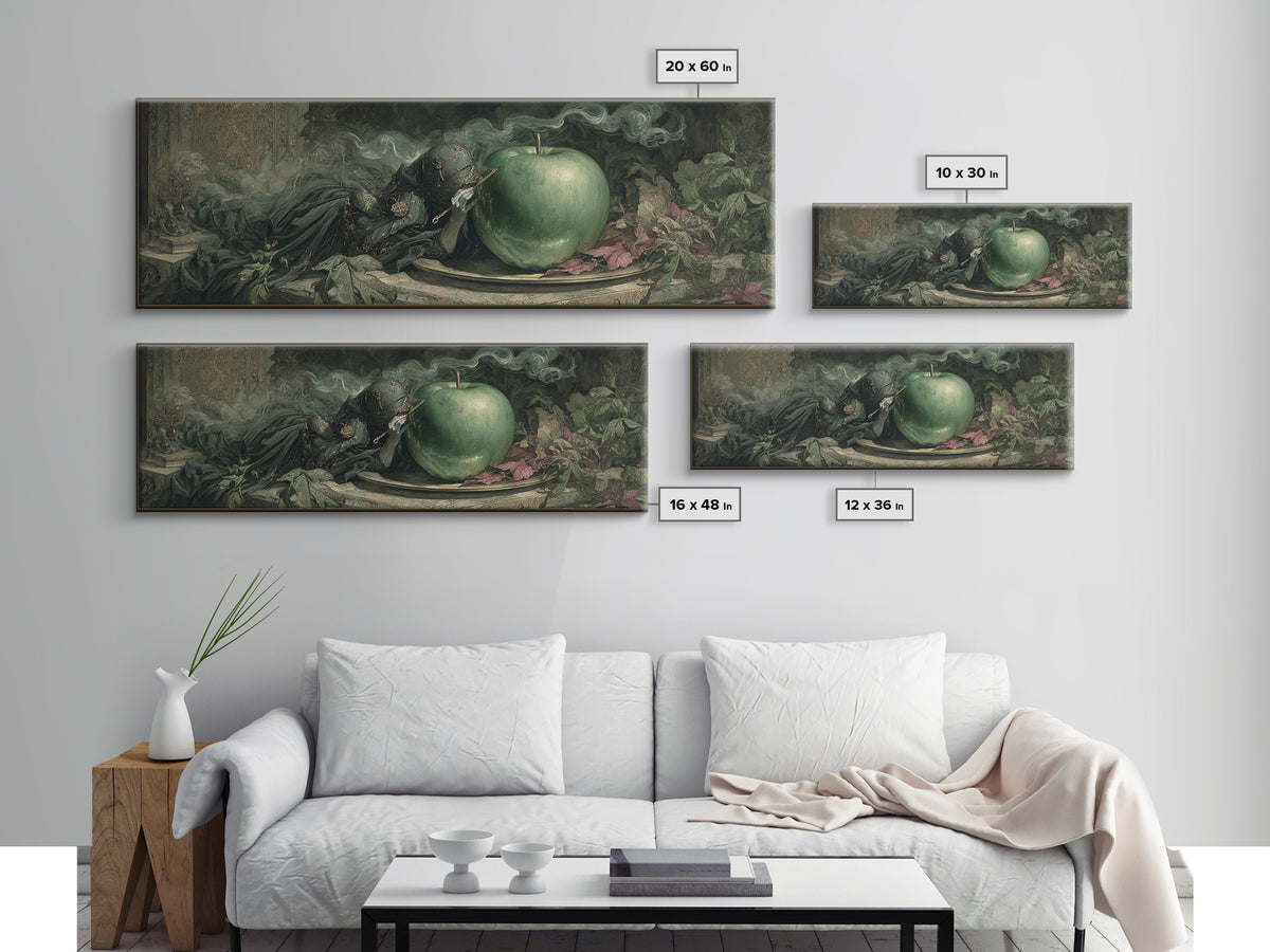 The Poisoned Apple, Ornate Symbolist Art, Extra Wide Wall Art, Dark Fantasy Wall Art, Framed Canvas Print, Halloween Wall Art