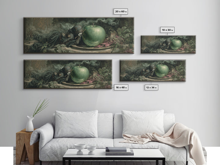 The Poisoned Apple, Ornate Symbolist Art, Extra Wide Wall Art, Dark Fantasy Wall Art, Framed Canvas Print, Halloween Wall Art
