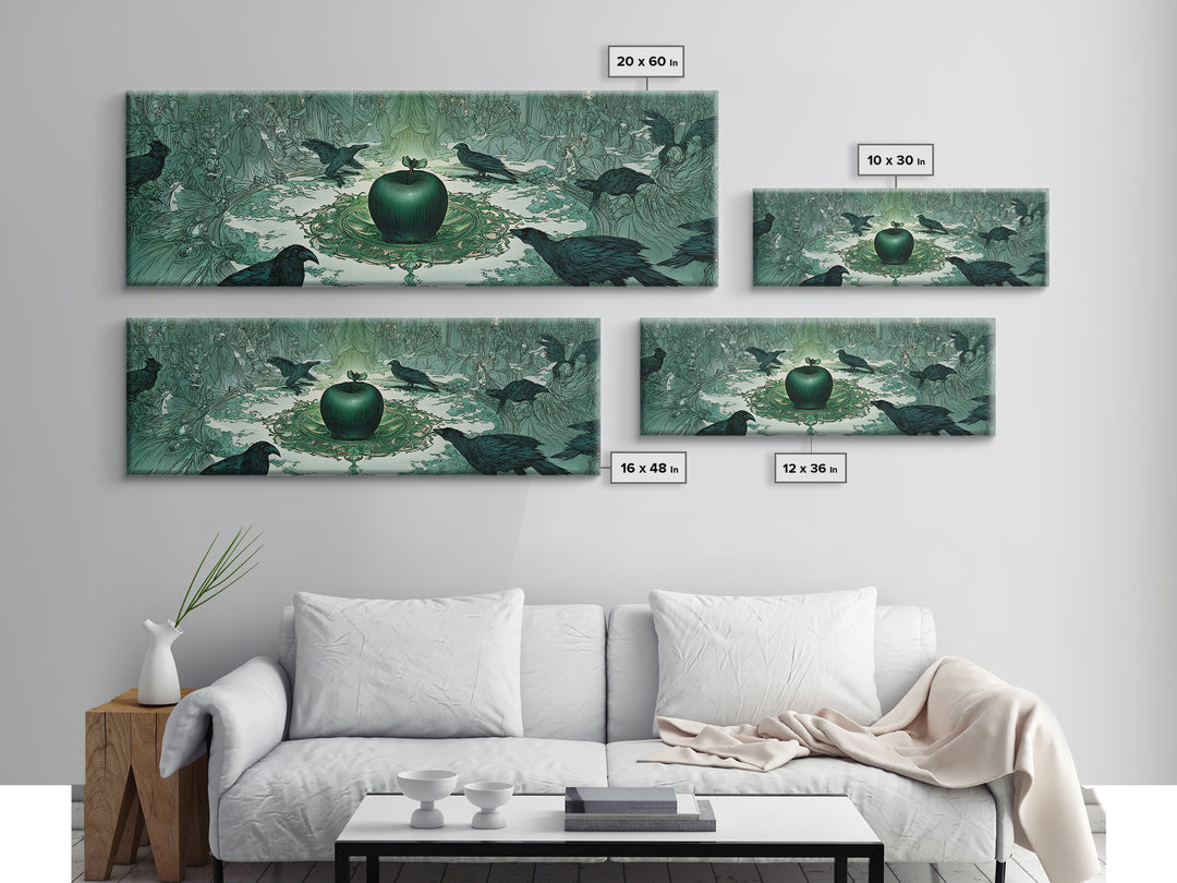 The Poisoned Apple, Symbolist Death Art, Extra Wide Wall Art, Macabre Wall Art, Canvas Print, Halloween Wall Art