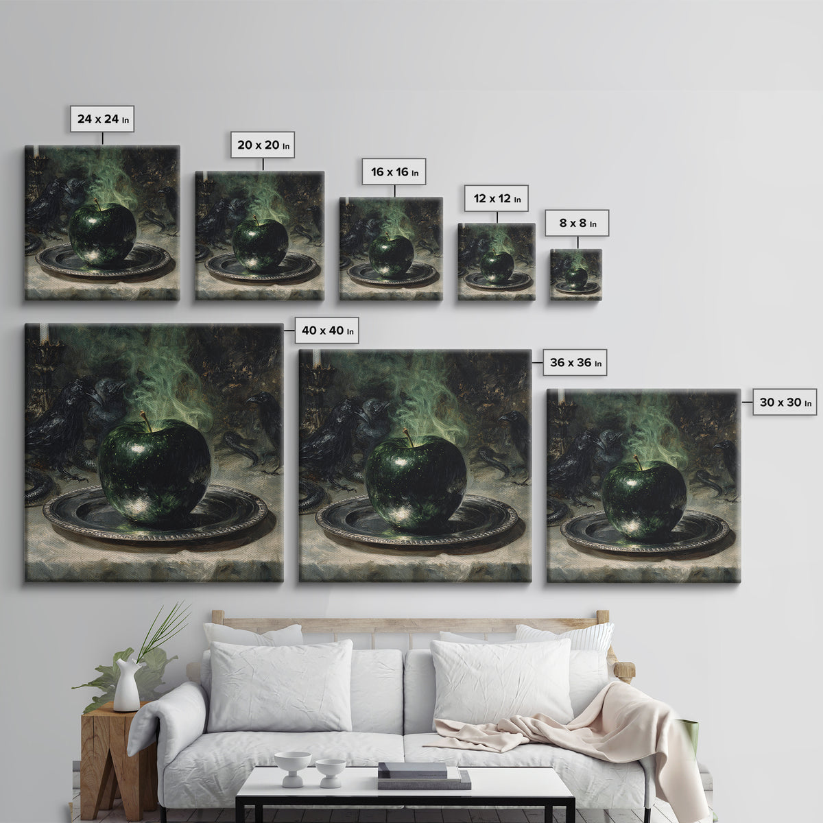The Poisoned Apple, Dark Symbolist Art, Square Wall Art, Dark Fantasy Wall Art, Framed Canvas Print, Halloween Wall Art