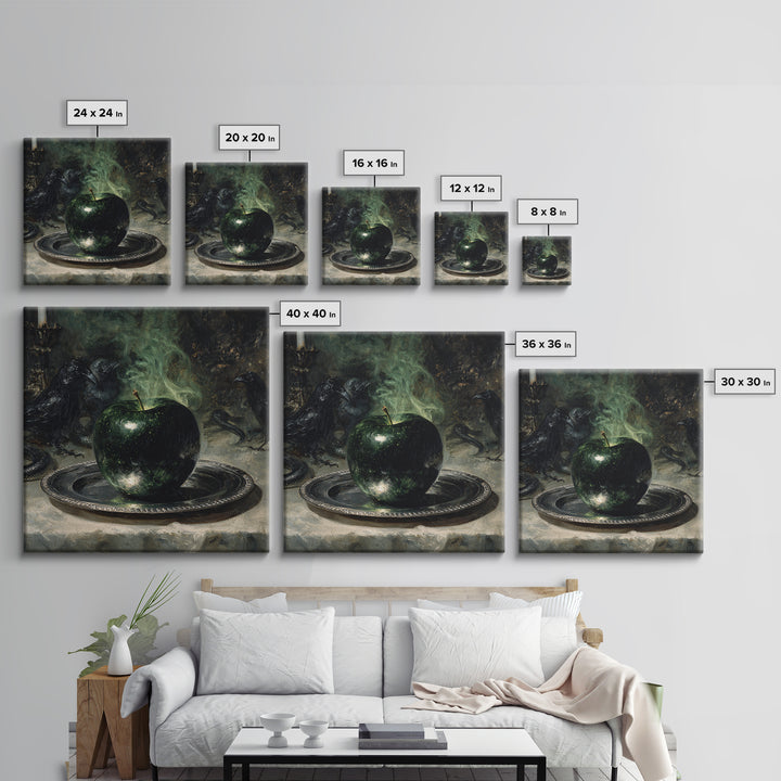 The Poisoned Apple, Dark Symbolist Art, Square Wall Art, Dark Fantasy Wall Art, Framed Canvas Print, Halloween Wall Art
