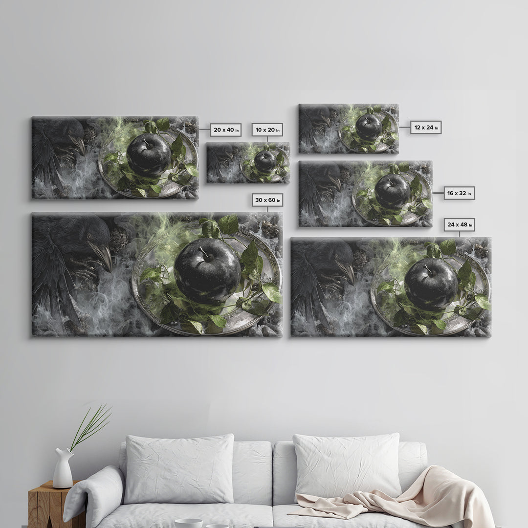 The Poisoned Apple, Grotesque Carnival Art, Wide Panoramic Art, Macabre Wall Art, Framed Canvas Print, Halloween Wall Art
