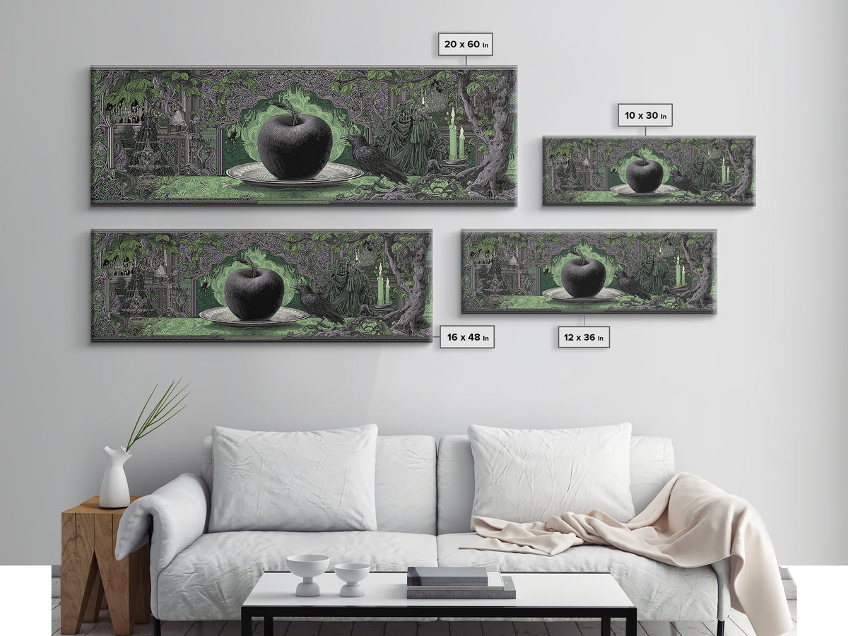 The Poisoned Apple, Stained Glass Gothic Art, Extra Wide Wall Art, Macabre Wall Art, Canvas Print, Halloween Wall Art, Statement Wall Art