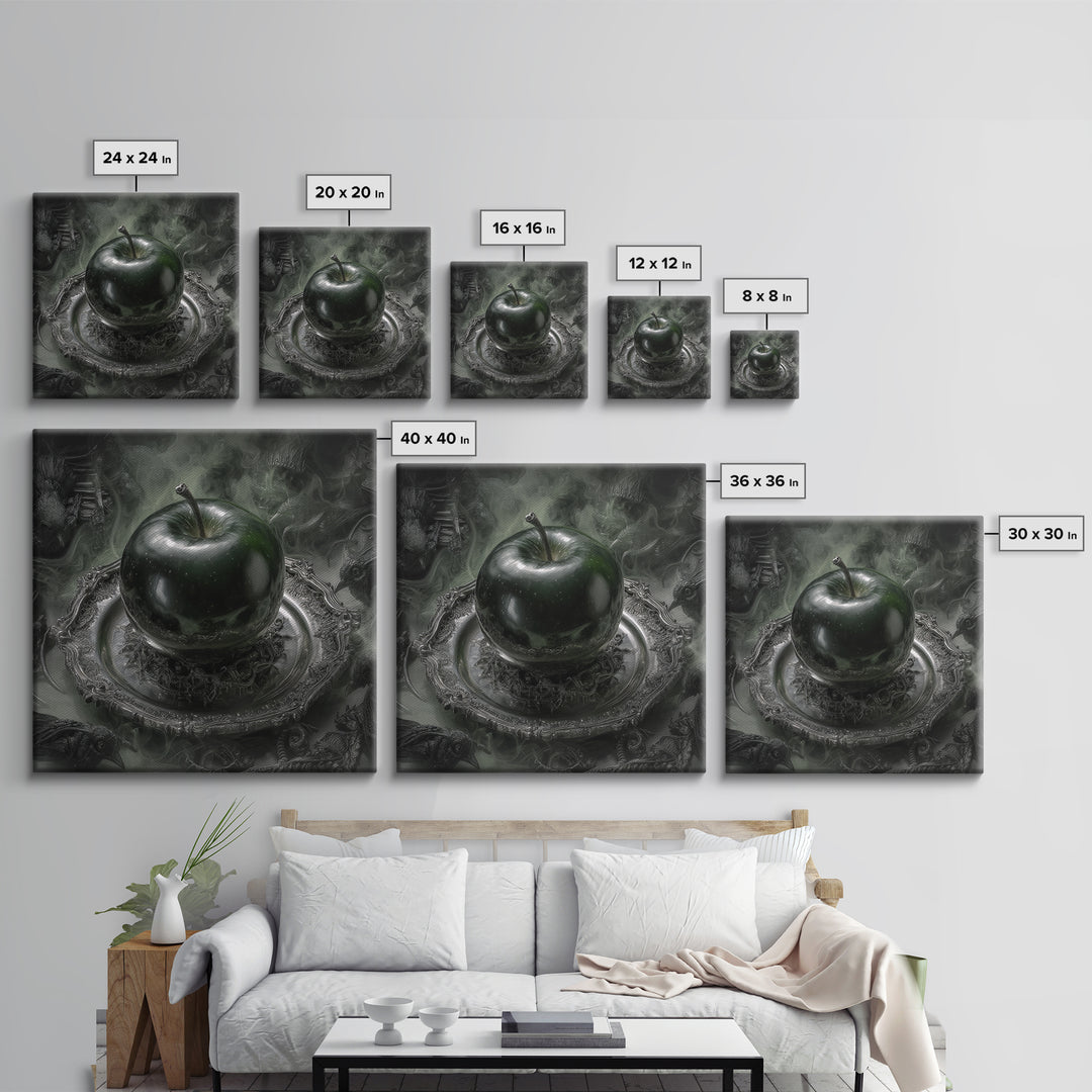 The Poisoned Apple, Biomechanical Horror Art, Square Wall Art, Dark Fantasy Wall Art, Canvas Print, Halloween Wall Art, Spooky Wall Decor