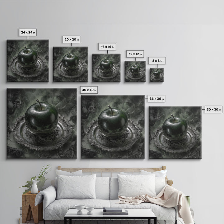 The Poisoned Apple, Biomechanical Horror Art, Square Wall Art, Dark Fantasy Wall Art, Canvas Print, Halloween Wall Art, Spooky Wall Decor