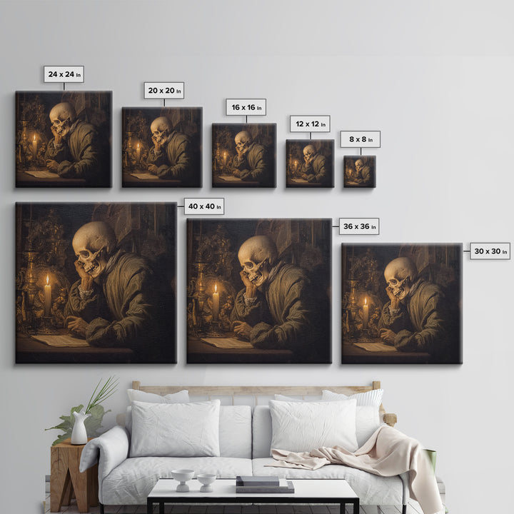The Talking Skull, Danse Macabre Art, Square Wall Art, Gothic Horror Wall Art, Canvas Print, Halloween Wall Art