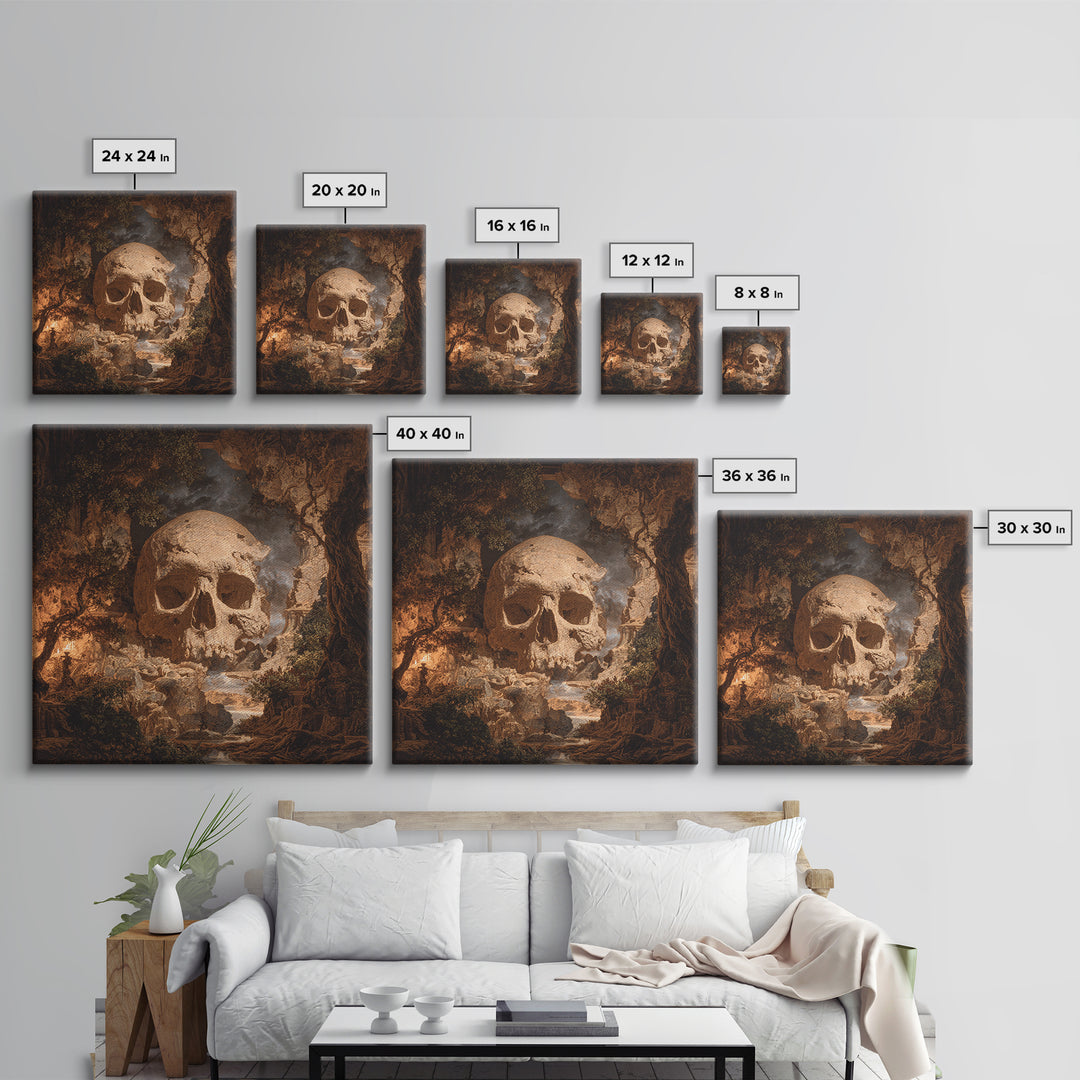 The Talking Skull, Baroque Witchcraft Art, Square Wall Art, Gothic Horror Wall Art, Canvas Print, Halloween Wall Art, Dark Fantasy Art
