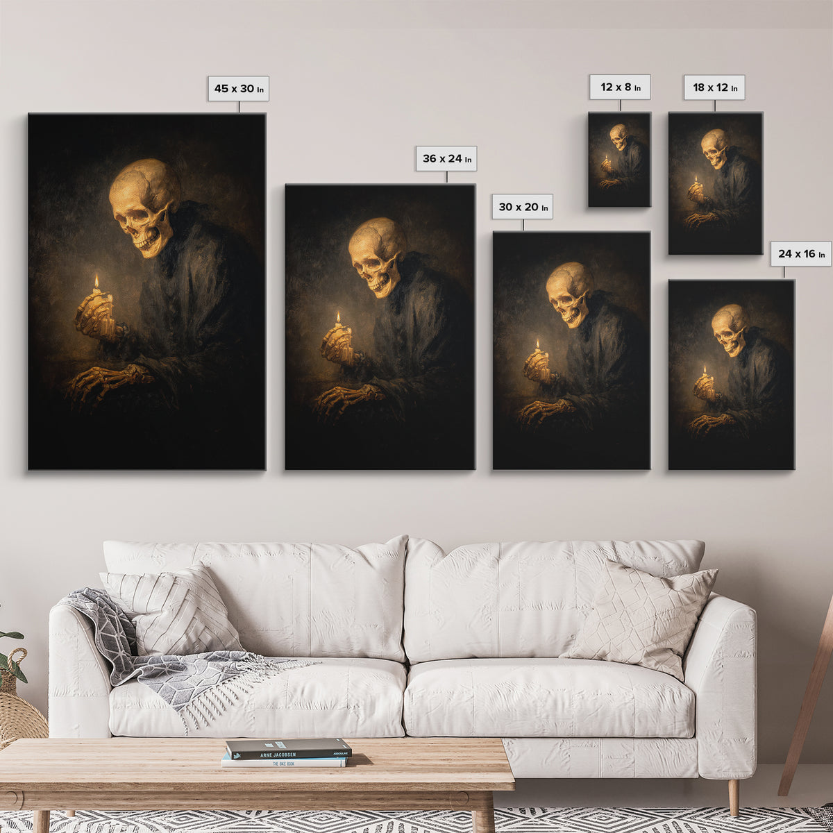 The Talking Skull, Dark Romantic Horror Art, Vertical Wall Art, Dark Halloween Decor, Framed Canvas Print, Halloween Wall Art