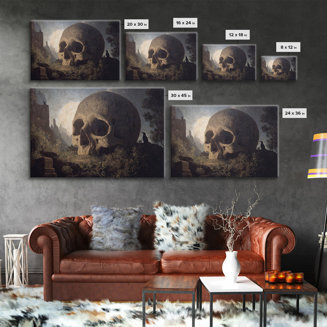 The Talking Skull, Romantic Gothic Landscape, Landscape Wall Art, Macabre Wall Art, Canvas Print, Halloween Wall Art