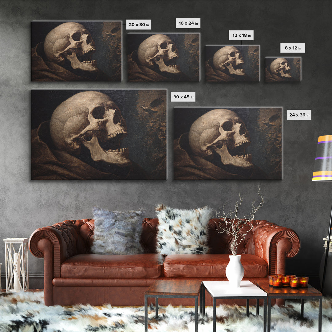 The Talking Skull, Symbolist Gothic Landscape, Landscape Wall Art, Gothic Horror Wall Art, Framed Canvas Print, Halloween Wall Art