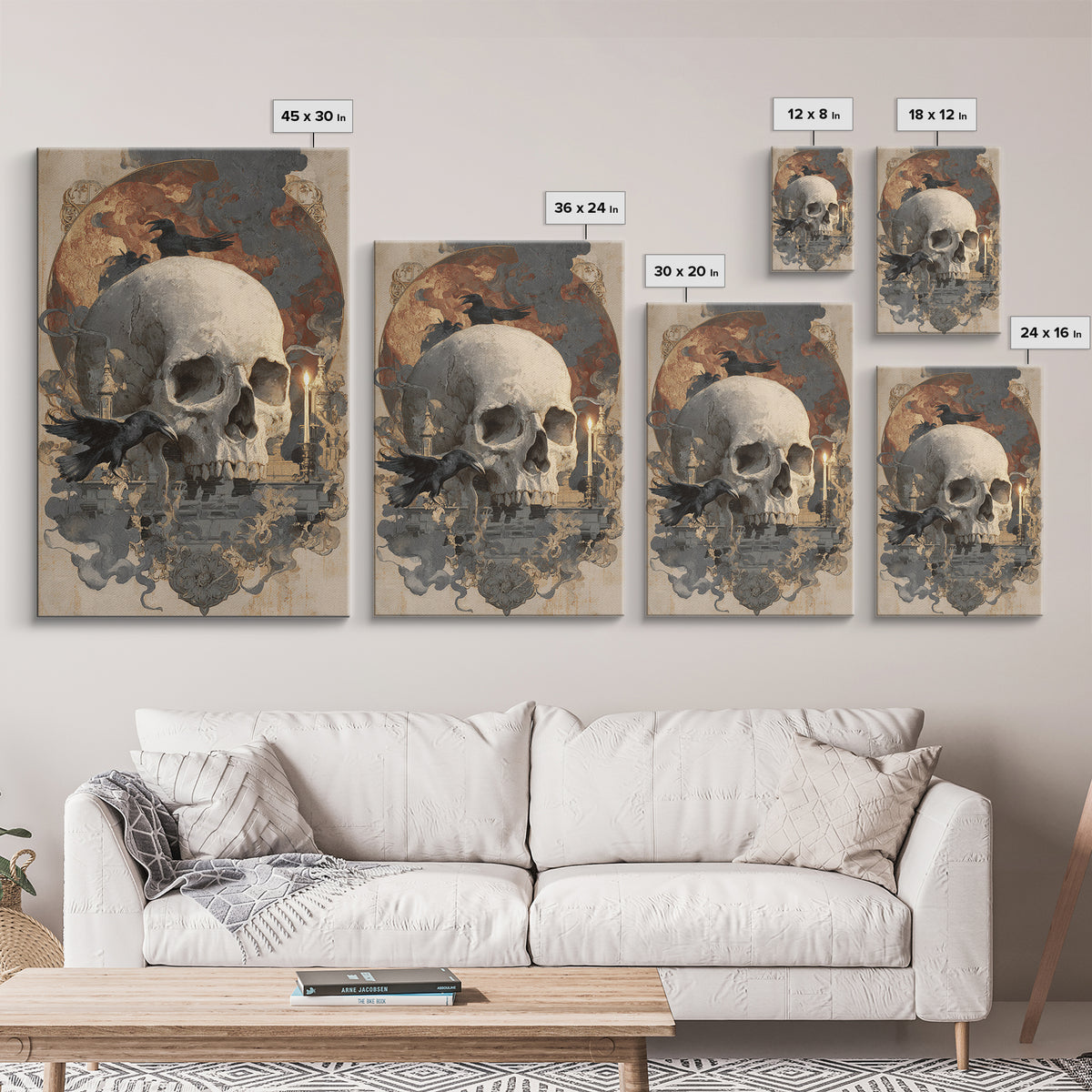 The Talking Skull, Decadent Gothic Art, Vertical Wall Art, Macabre Wall Art, Canvas Print, Halloween Wall Art, Seasonal Home Decor