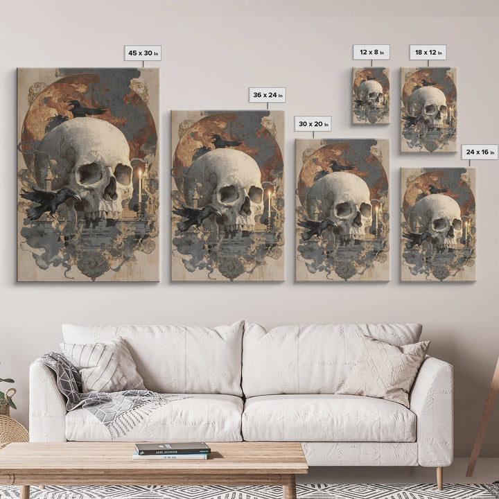 The Talking Skull, Decadent Gothic Art, Vertical Wall Art, Macabre Wall Art, Canvas Print, Halloween Wall Art, Seasonal Home Decor