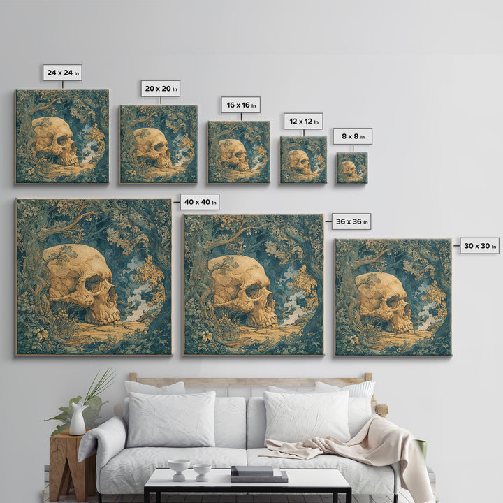 The Talking Skull, Gothic Storybook Art, Square Wall Art, Gothic Horror Wall Art, Framed Canvas Print, Halloween Wall Art