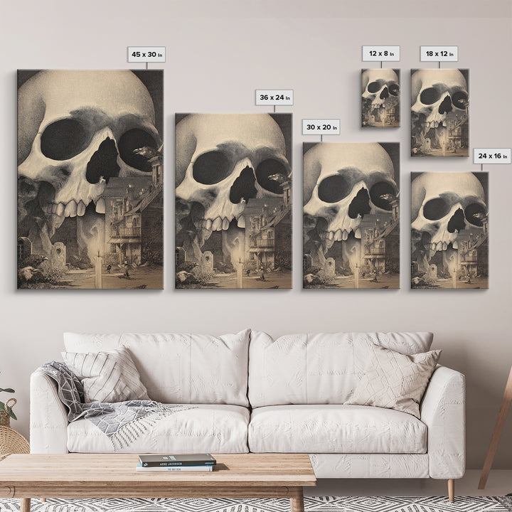 The Talking Skull, Victorian Macabre Art, Vertical Wall Art, Dark Fantasy Wall Art, Framed Canvas Print, Halloween Wall Art