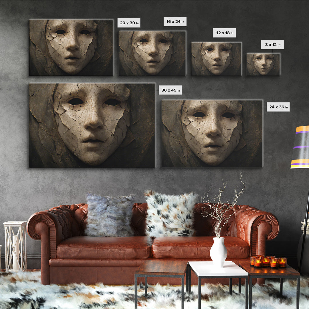 The Cracked Porcelain Mask, Symbolist Gothic Landscape, Landscape Wall Art, Gothic Horror Wall Art, Canvas Print, Halloween Wall Art