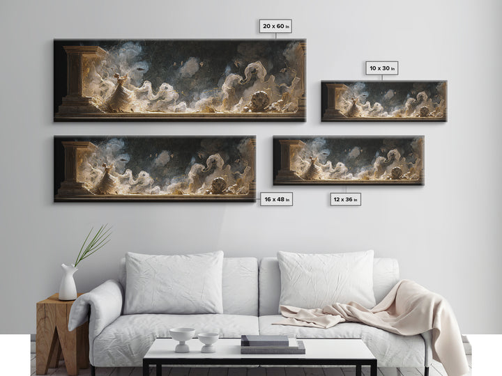The Haunted Music Box, Apocalyptic Romantic Art, Extra Wide Wall Art, Dark Fantasy Wall Art, Framed Canvas Print, Halloween Wall Art
