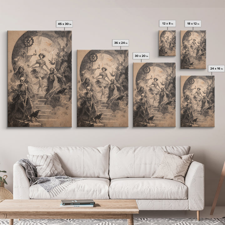 The Haunted Music Box, Decadent Gothic Art, Vertical Wall Art, Dark Halloween Decor, Canvas Print, Halloween Wall Art