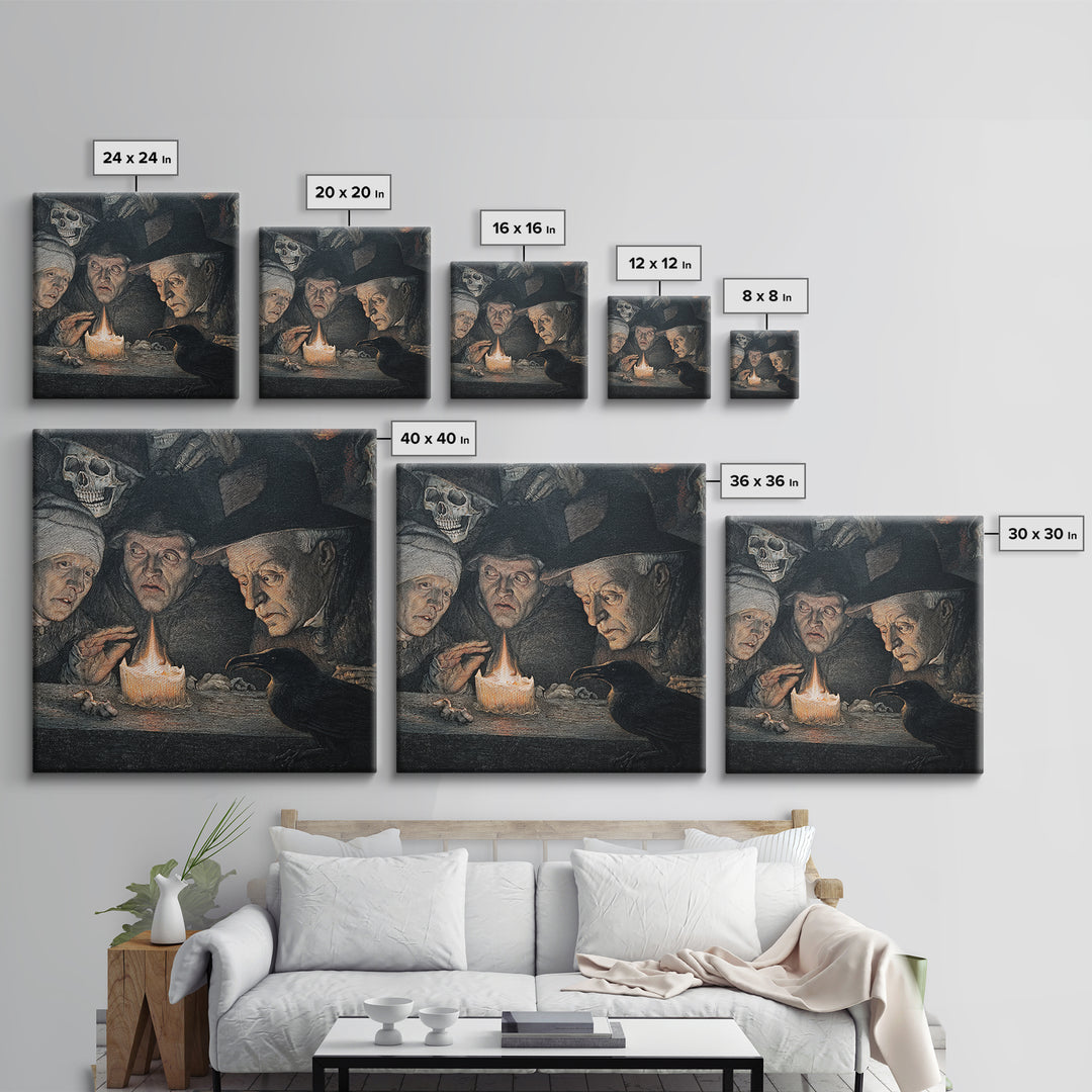 The Black Wax Candle, Danse Macabre Art, Square Wall Art, Dark Halloween Decor, Framed Canvas Print, Halloween Wall Art