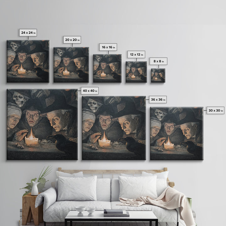 The Black Wax Candle, Danse Macabre Art, Square Wall Art, Dark Halloween Decor, Framed Canvas Print, Halloween Wall Art