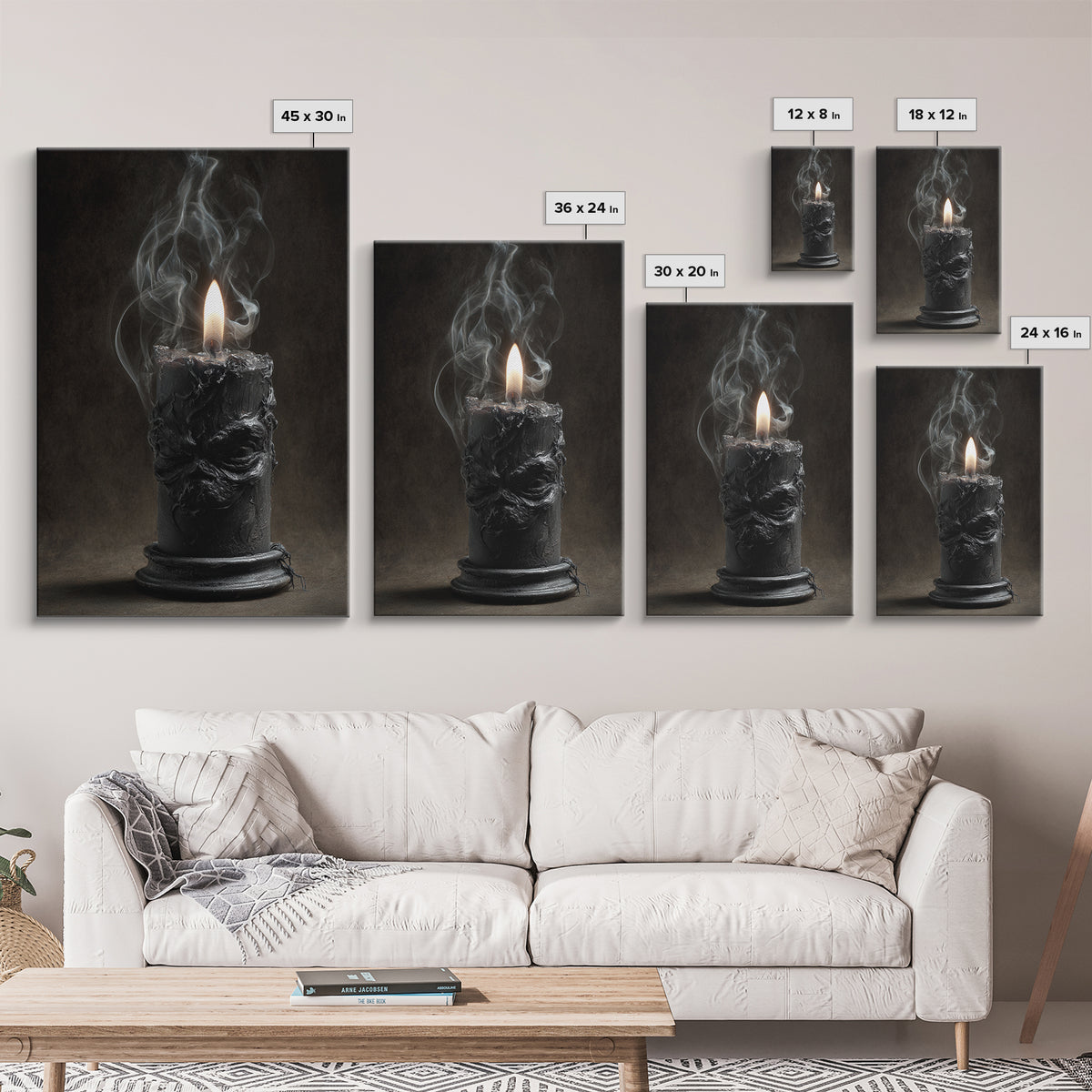 The Black Wax Candle, Dark Romantic Horror Art, Vertical Wall Art, Gothic Horror Wall Art, Canvas Print, Halloween Wall Art