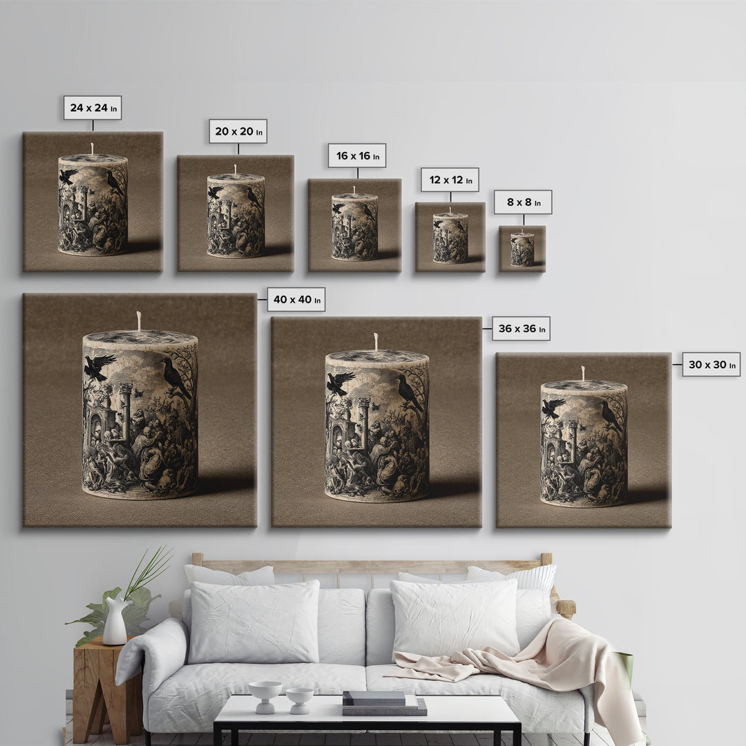 The Black Wax Candle, Gothic Nightmare Art, Square Wall Art, Dark Halloween Decor, Canvas Print, Halloween Wall Art, Spooky Wall Decor