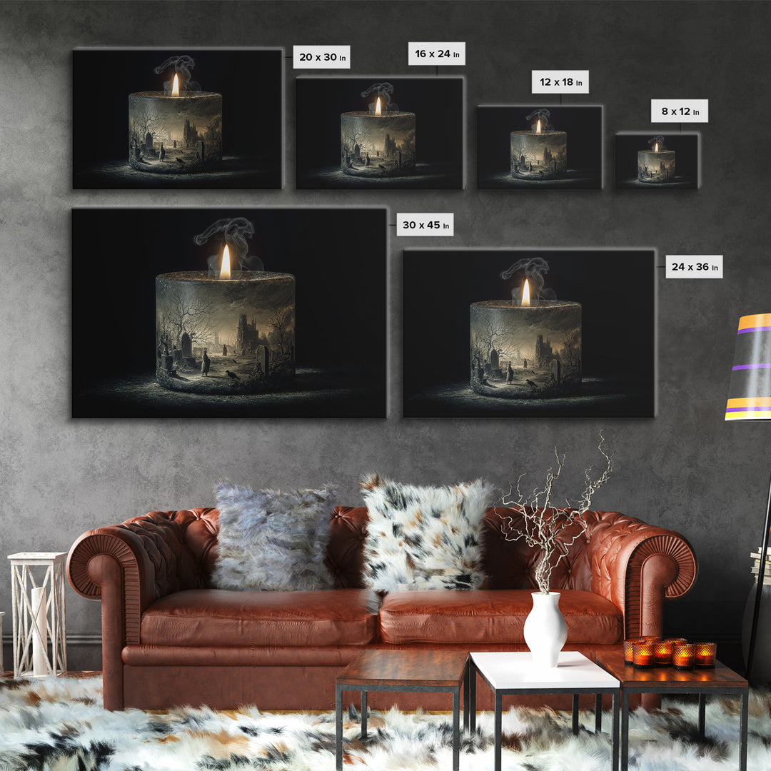 The Black Wax Candle, Romantic Gothic Landscape, Landscape Wall Art, Macabre Wall Art, Canvas Print, Halloween Wall Art