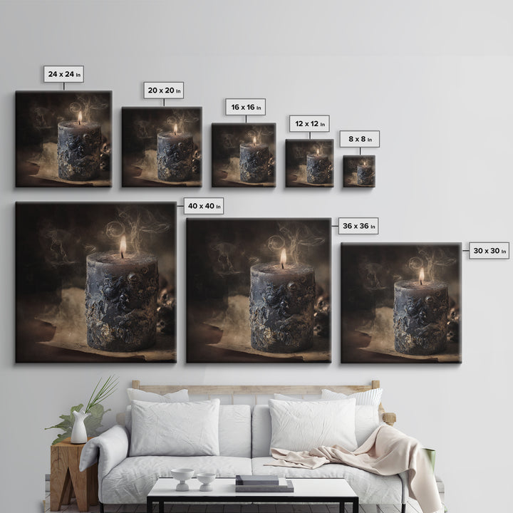 The Black Wax Candle, Symbolist Dream Art, Square Wall Art, Dark Fantasy Wall Art, Canvas Print, Halloween Wall Art, Gothic Home Decor