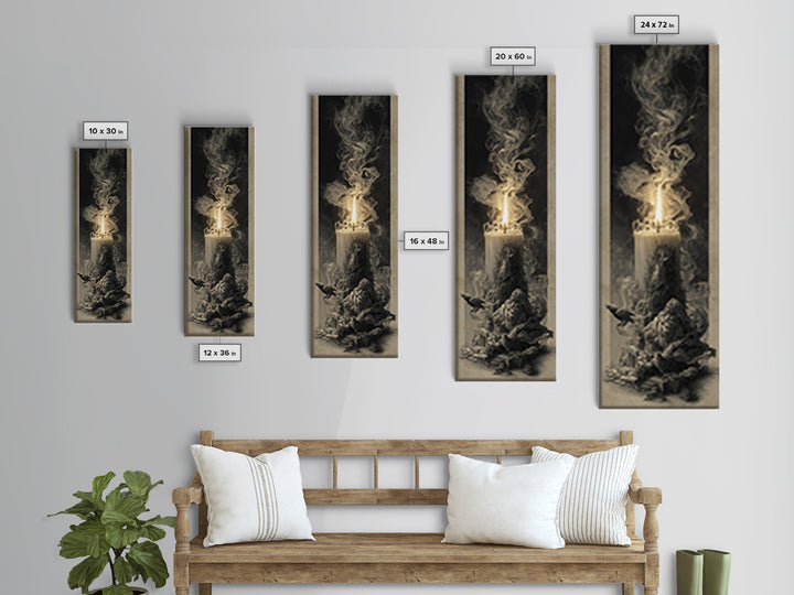 The Black Wax Candle, Surreal Apocalyptic Art, Tall Narrow Wall Art, Gothic Horror Wall Art, Canvas Print, Halloween Wall Art