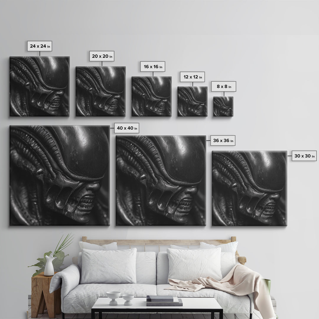 The Black Wax Candle, Biomechanical Horror Art, Square Wall Art, Macabre Wall Art, Canvas Print, Halloween Wall Art, Halloween Decor