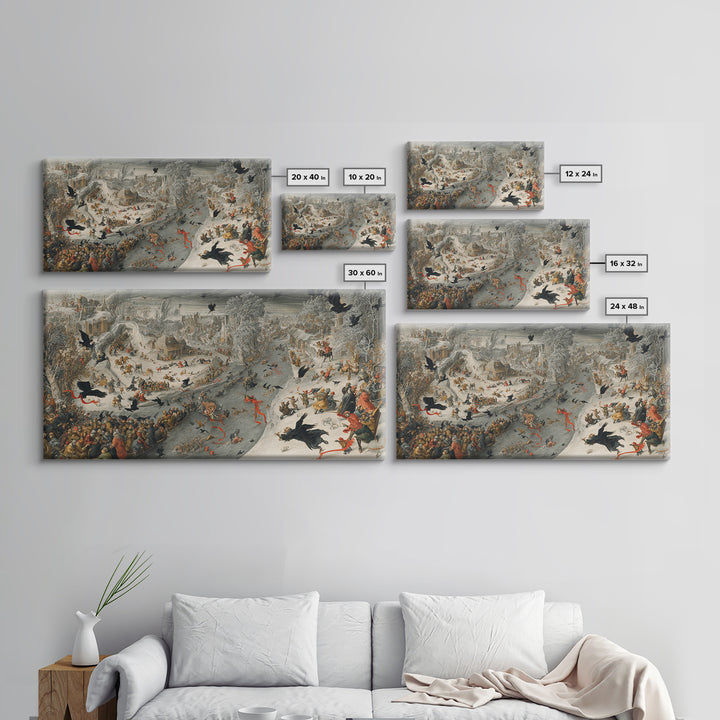 The Coffin Key, Northern Renaissance Horror, Wide Panoramic Art, Gothic Horror Wall Art, Framed Canvas Print, Halloween Wall Art