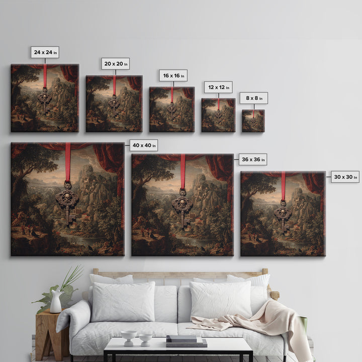 The Coffin Key, Baroque Witchcraft Art, Square Wall Art, Dark Fantasy Wall Art, Canvas Print, Halloween Wall Art, Horror Wall Art