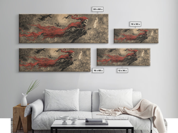The Coffin Key, Expressionist Nightmare Art, Extra Wide Wall Art, Dark Halloween Decor, Framed Canvas Print, Halloween Wall Art